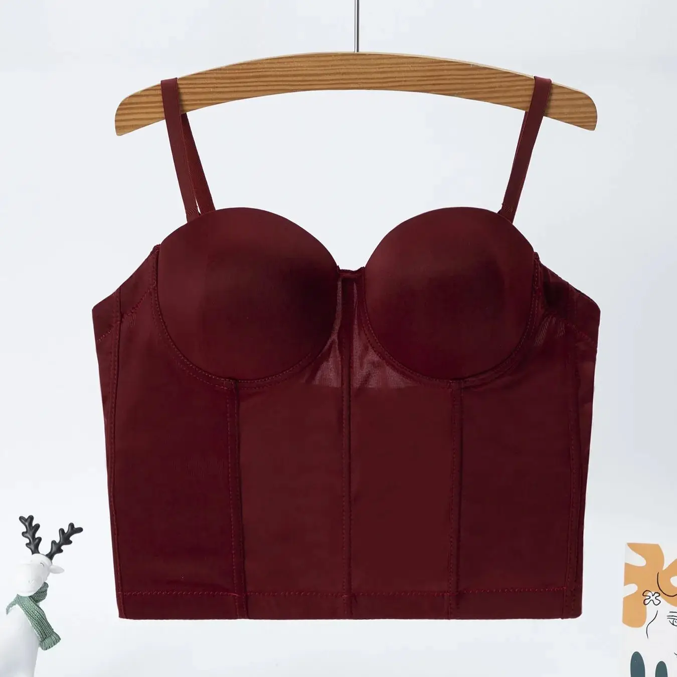 Корсет без рукавов с косточками укороченный топ бюстгальтер эффектом пуш-ап