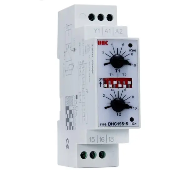 Double Set Repeat Cycle DIN Rail Mouting Time Relay AC/DC24-240V Input Timer DHC19S-S
