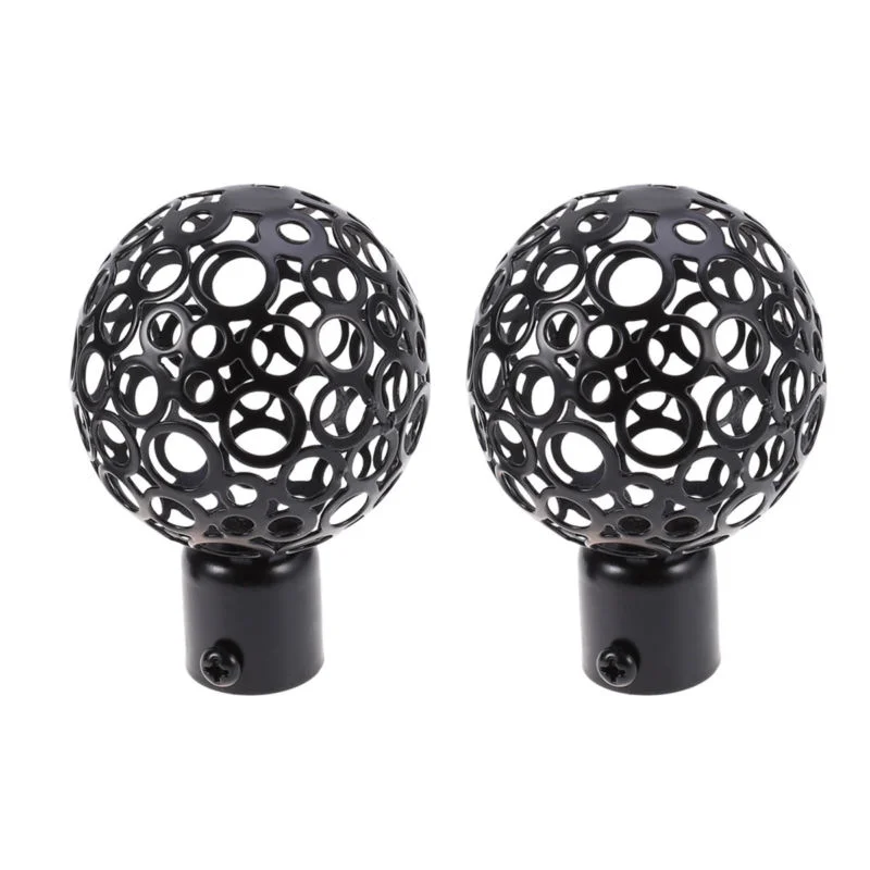 

Curtain Rod Head End Drapery Decorative Metal Pole Rods Black Closet Blackout Round Cap Hooksfinials Ends Window Hollow Walls