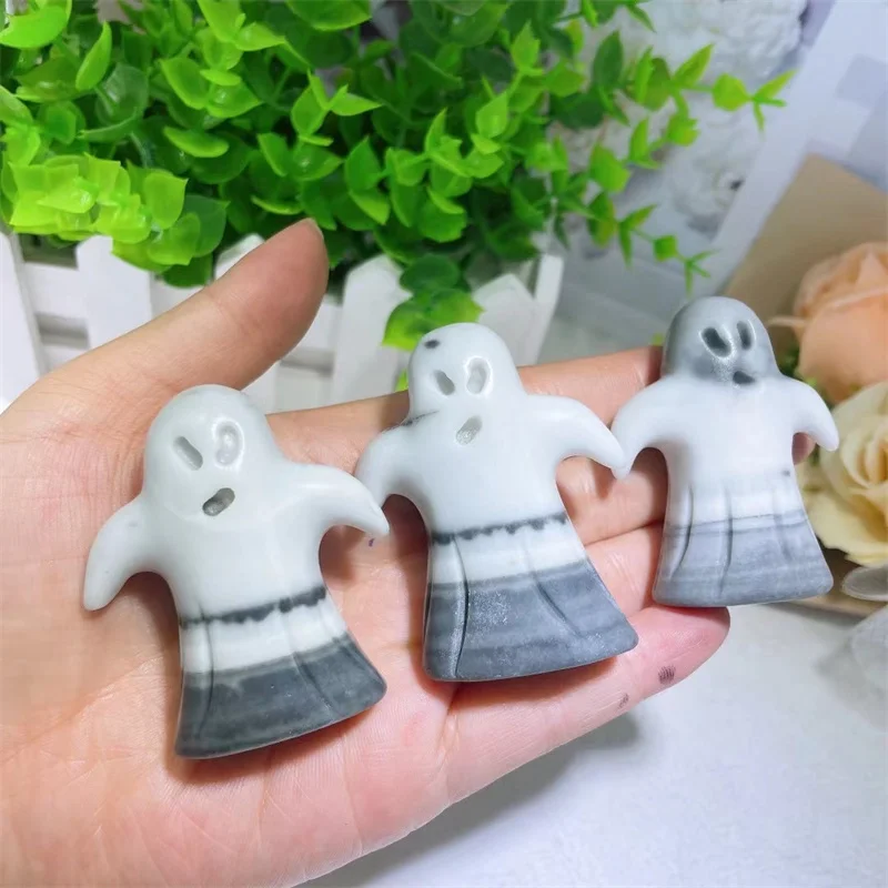 

Natural Crystal Taichi Stone Ghost Statue Halloween Decoration Aesthetic Feng Shui Healing Crystal Witch Reiki Gift 1pcs