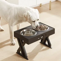 large dog food bowl elevated adjustable stainless steel double bowl container lift tabel pet drinking water bowl feeders stand
