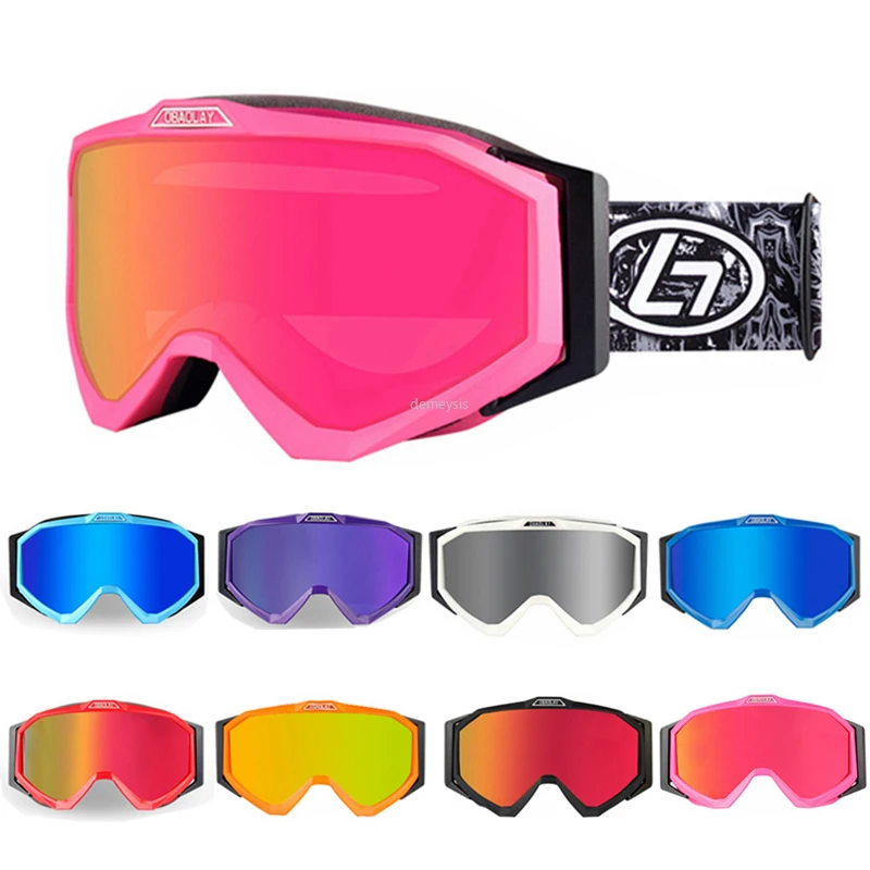 

Очки Лыжные двухслойные для мужчин и женщин, защитные очки для катания на коньках, скейтборда, с защитой от ультрафиолета и снега