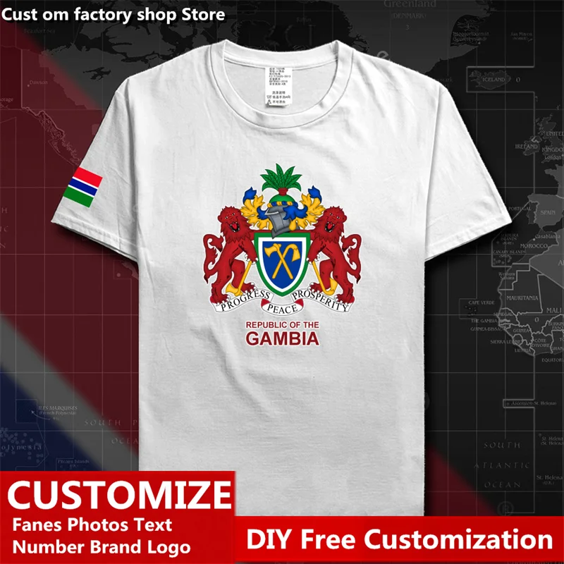 

Republic of The Gambia GMB Gambian Country T shirt Custom Jersey Fans Name Number LOGO High Street Fashion Loose Casual T-shirt