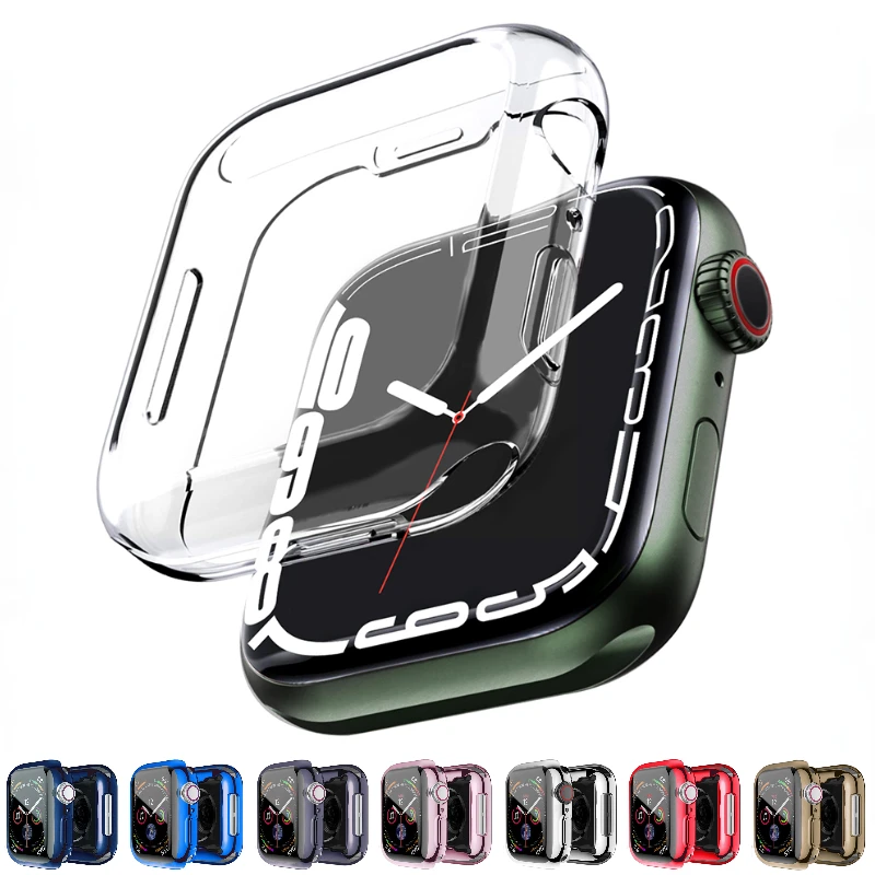 

TPU Case For Apple Watch Case 8 7 6 5 45mm 41mm 44mm 42mm All-round Anti-drop Protection Glass For iWatch 4 SE 3 40mm 38mm Shell