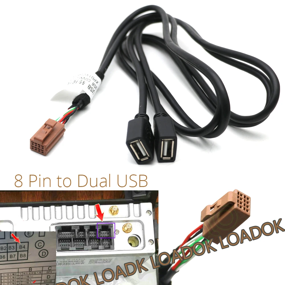 Фото Автомобильный Android-радиоприемник, 6, 8, 10 контактов, USB-разъем, двойной USB-кабель, адаптер для головного устройства Android, радио-навигация, мульти... №4
