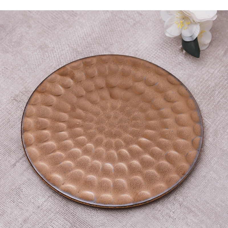 Золотая круглая керамическая тарелка отель ресторан сашими суши семейный ужин