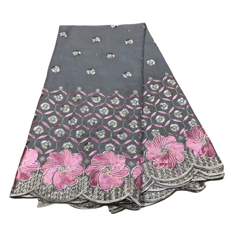 

5 yard Swiss voile lace fabric heavy beaded embroidery African High Qualit 100% cotton With diamonds popular Dubai style PL10291