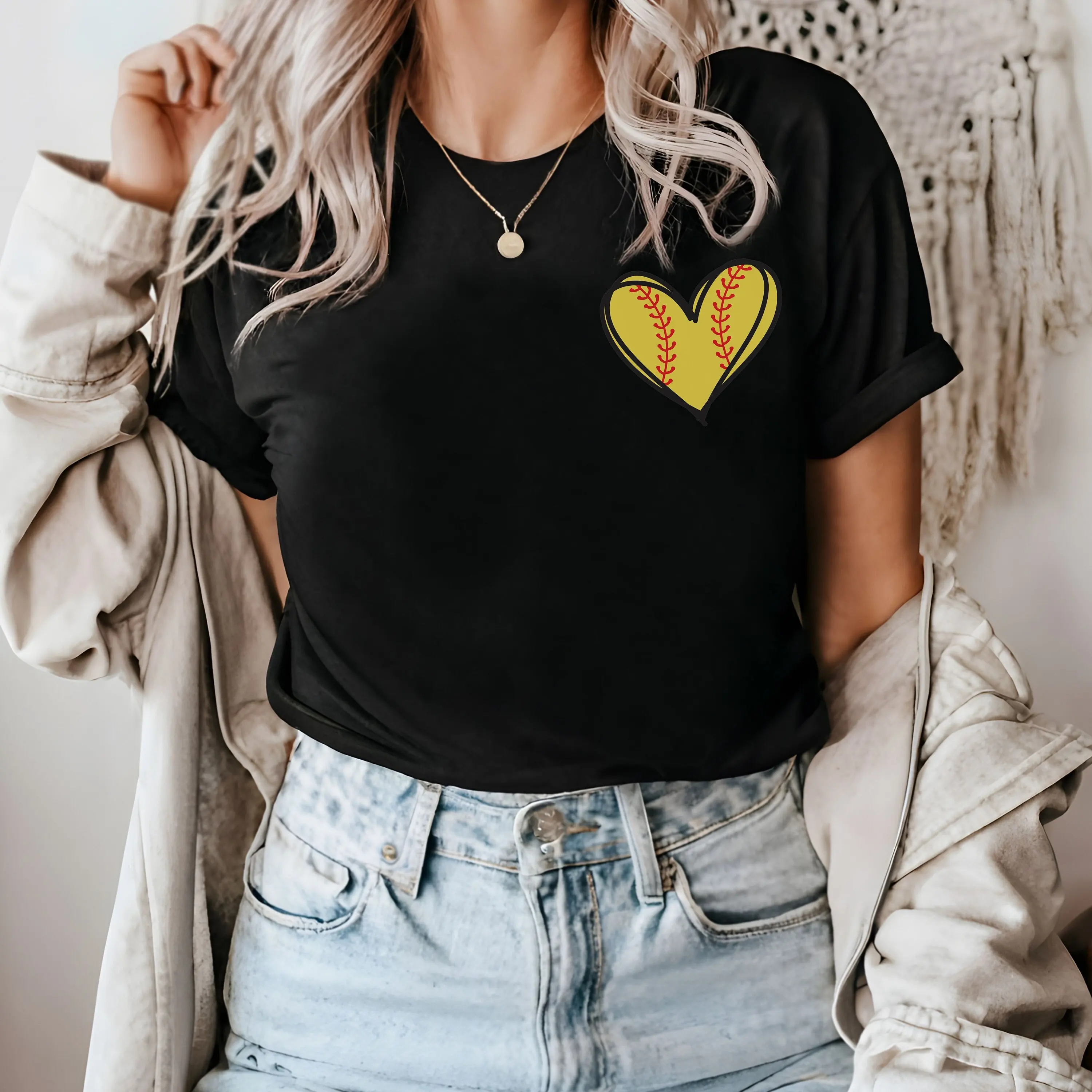 Футболка с карманом для Софтбола женская футболка милым сердцем