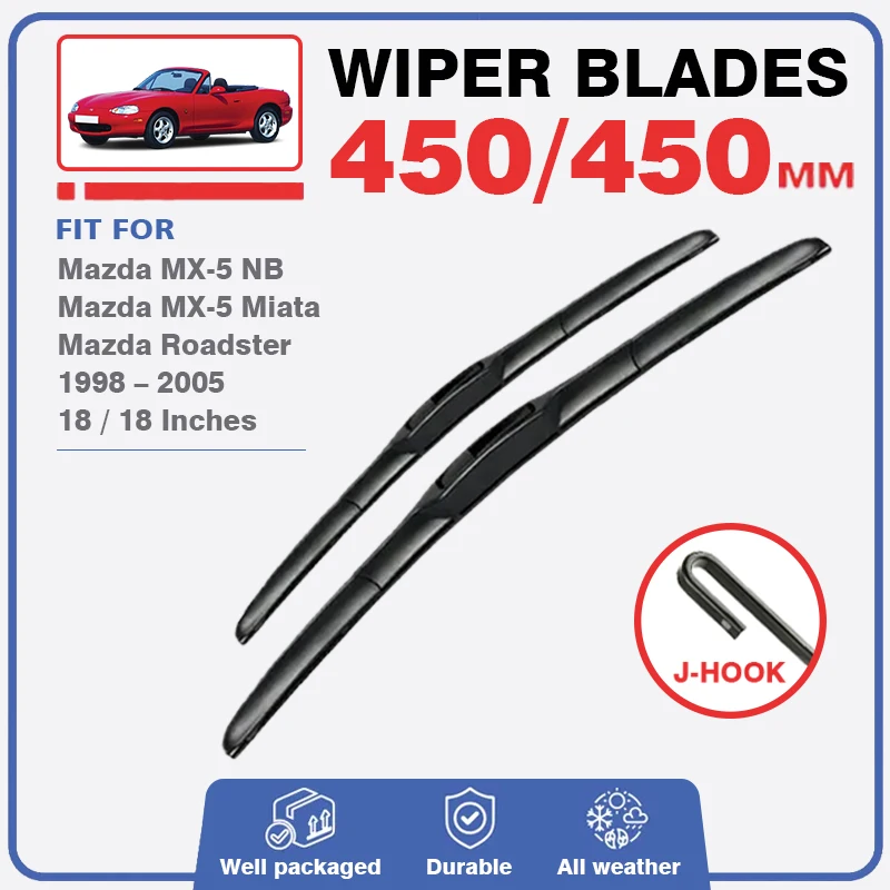 Car Front Wiper Blades Set For Mazda MX-5 NB MX5 Miata Roadster 1998 - 2005 Windshield Brushes Windscreen Window Cover 2000 2003