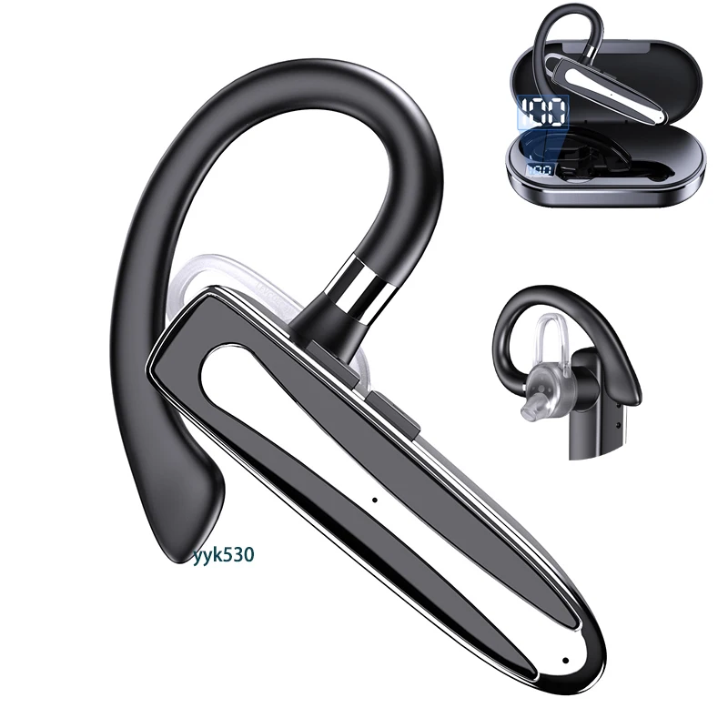 

Bluetooth 5.1 Earphone Wireless Head Hook Stereo Handsfree ENC Noise Cancelling Business Single Headset with Mic