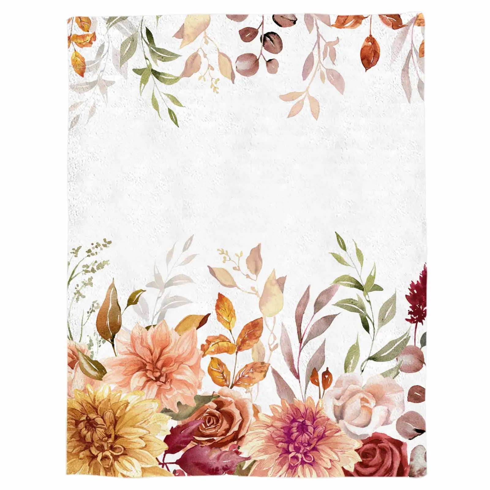 Осеннее одеяло с листьями цветами растениями диваном теплое фланелевое из