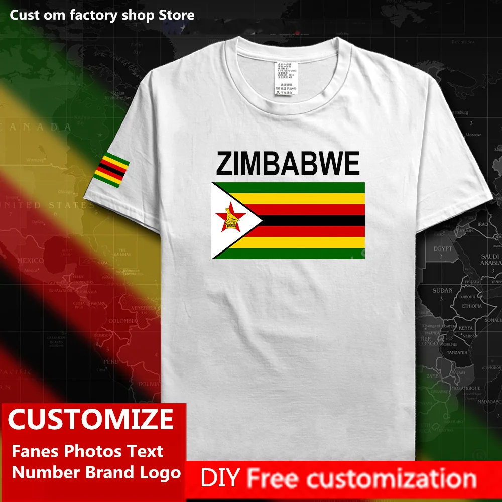 

ZIMBABWE Country Flag T shirt Custom Jersey Fans Name Number Brand LOGO Cotton T-shirts Men Women Loose Casual Sports T-shirt