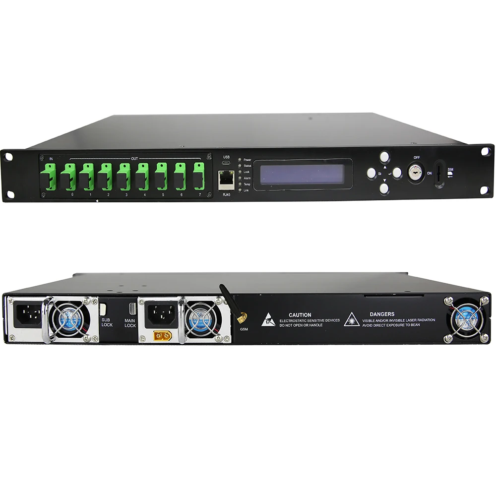 Оптоволоконный усилитель CATV EDFA 1550 нм 1U 8X23DB + 2 входа WEB SNMP GSM