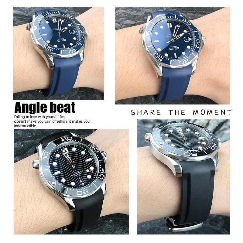 Фото Резиновые ремешки для часов 19 мм, 20 мм, 21 мм, 22 мм для Omega Seamaster Planet Ocean для Certina Seiko Hamilton, водонепроницаемый спортивный ремешок для часов №4