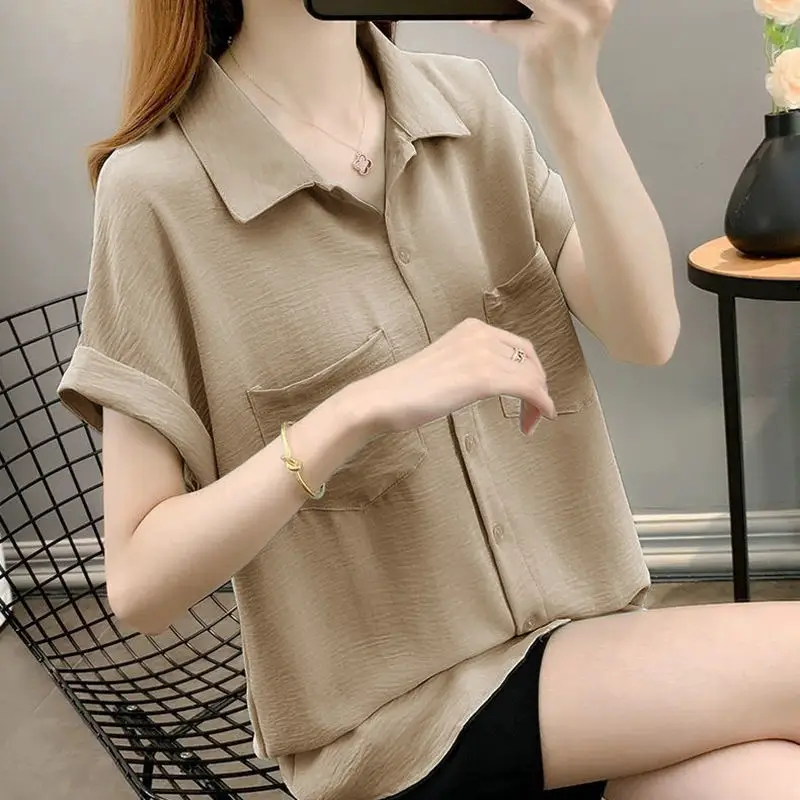 

Summer Super Light Short-sleeved Shirt Women Year's Popular Top T-shirt Women Design Sense Niche Network Red Burst Half Sleeve