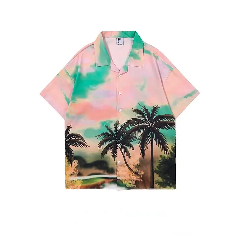 

Мужская рубашка с коротким рукавом, свободного покроя