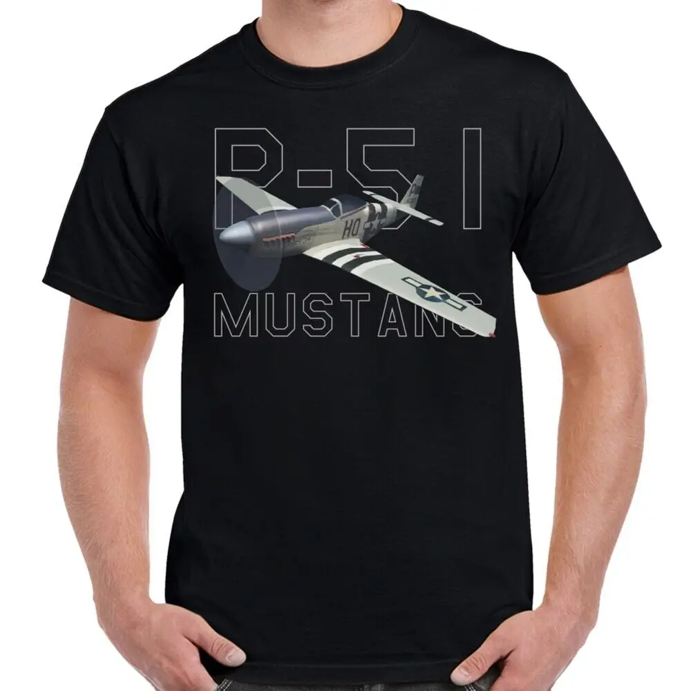 Купи US Air Force P-51 Mustang Fighter T-Shirt Short Sleeve Casual 100% Cotton O-Neck Summer Mens T-shirt Size S-3XL за 562 рублей в магазине AliExpress