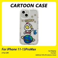 anime cute cartoon hero tv ultraman clear phone case for iphone 13 12 11 pro max kawaii fashion soft lens protection back cover