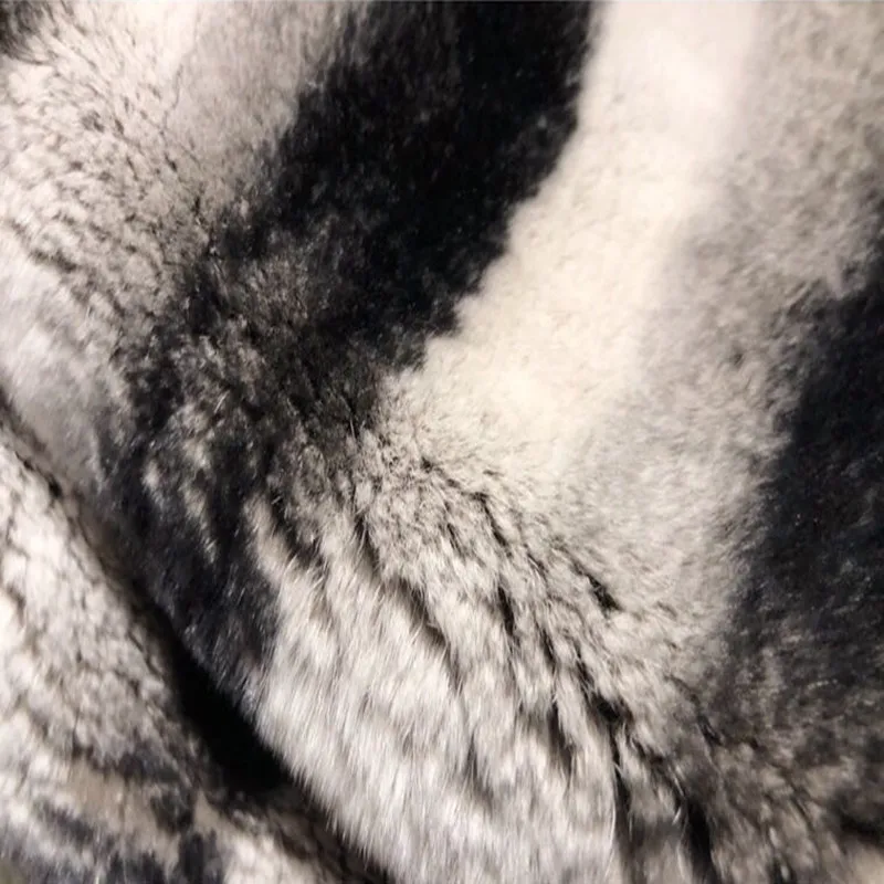 Full Pelt Real Chinchilla Rex Rabbit Fur Coat Genuine Fur Jacket Winter Womens Outerwear Coats
