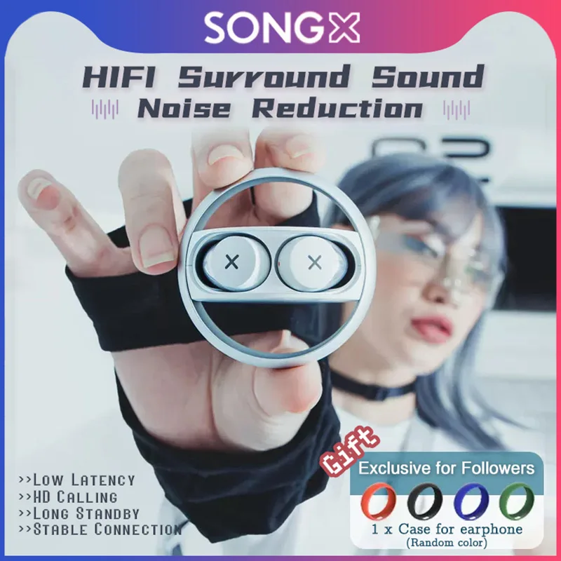 Беспроводные наушники SONGX, TWS наушники SX06, Bluetooth наушники HIFI, стерео, шумоподавление, бас, музыкальная гарнитура для iPhone, Xiaomi, Samsung