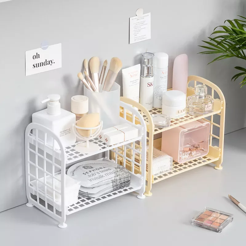 

Настольный ящик для хранения косметики, Двухуровневая полка для хранения, настольная полка для хранения, полки для стола, органайзер для ко...
