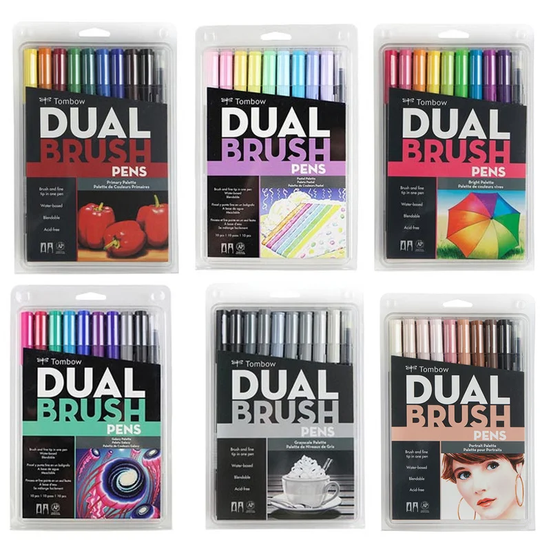 

Japan Brush Pen Art Markers Set Smooth Watercolor Drawing Marker Pens Color Caligraphy Lettering Dual Brushpen ABT