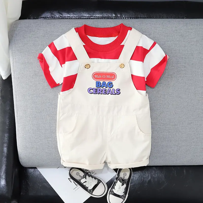 

Комбинезон детский летний хлопковый в клетку, 2 шт./компл.