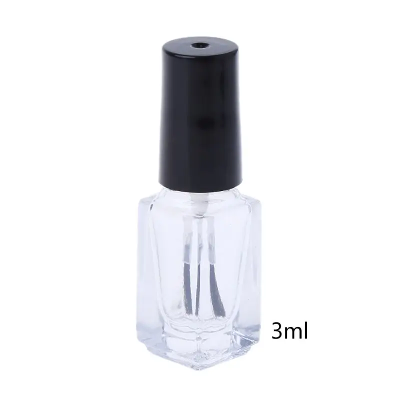 Makeup Glass  Polish Bottle Square Round Bottom Clear Container with Brush