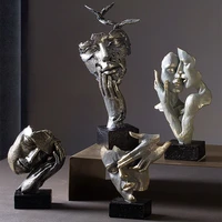 nordic art abstract human face sculpture resin crafts home decoration accessories for living room figurines for interior