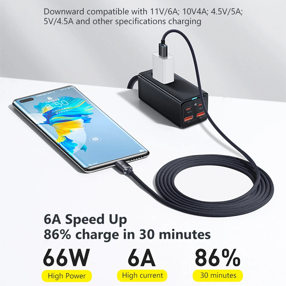 Кабель зарядный Elough USB Type-C 66 Вт 6 А |