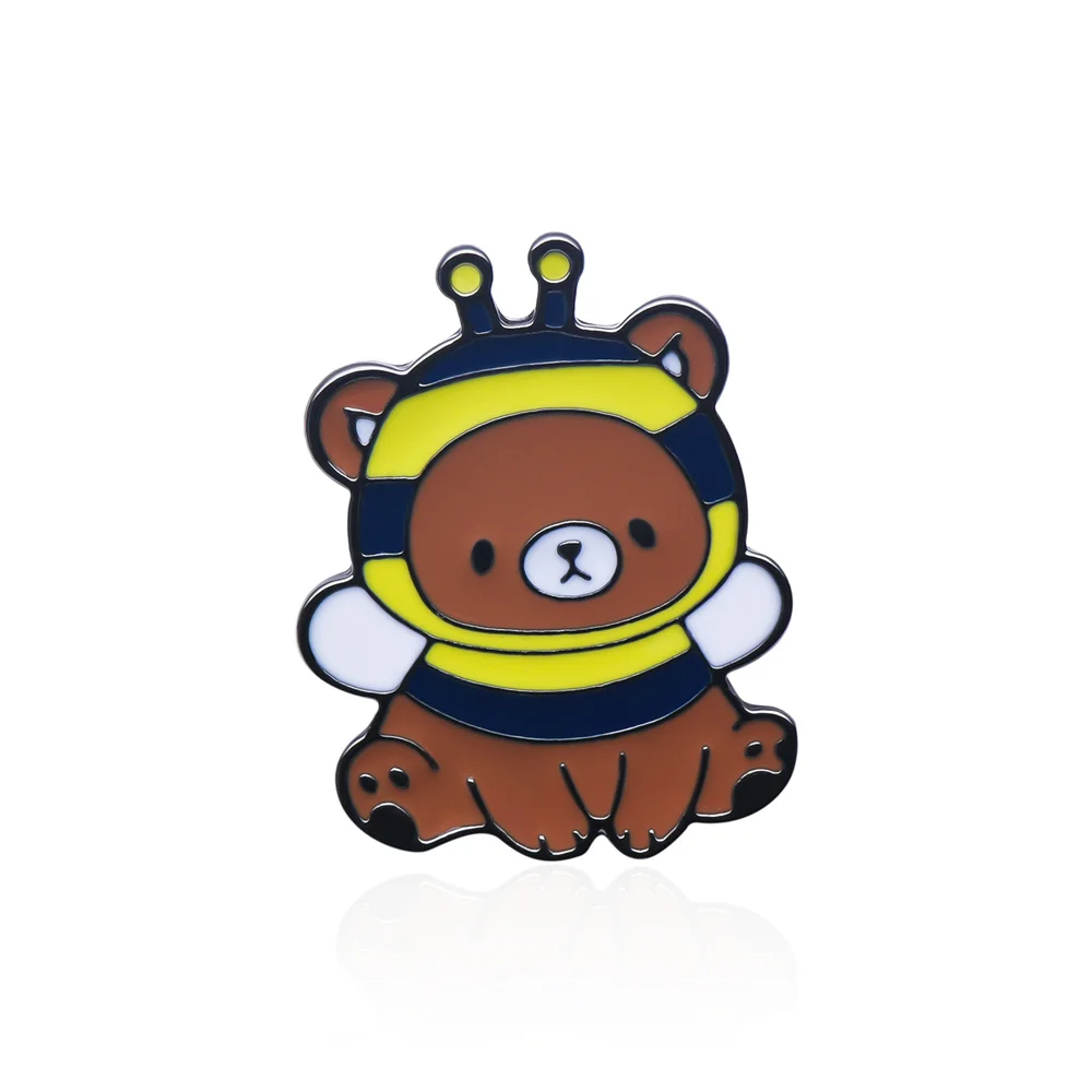 

Bear in Bee Clothes Brooch Cute Funny Animal Enamel Pin Backpack Badge for Kid Woman Birthday Gift