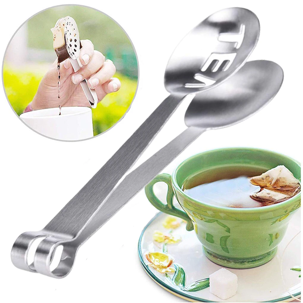 

1 pc Anti-Hot Clamp Tong Squeezer Stainless Steel Tea Bag Squeezer Teabag Tong Holder Herb Grip Kitchen Tool Lemon Slice Clip