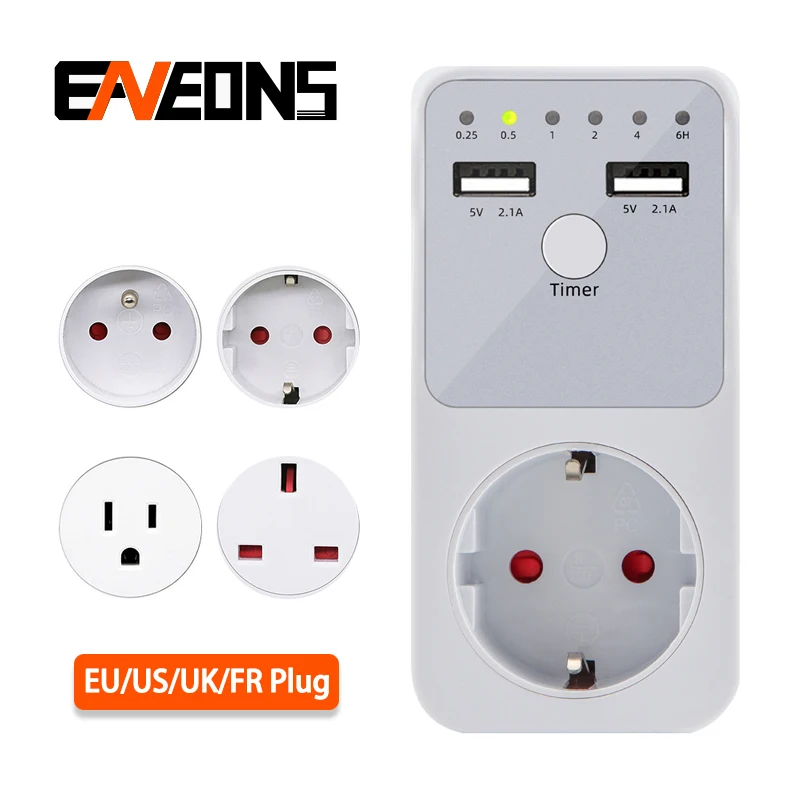 

Smart Digital Countdown Timer Socket USB Interface Switch Controller EU/US/UK/FR Plug Intelligent Programmable Countdown Timer