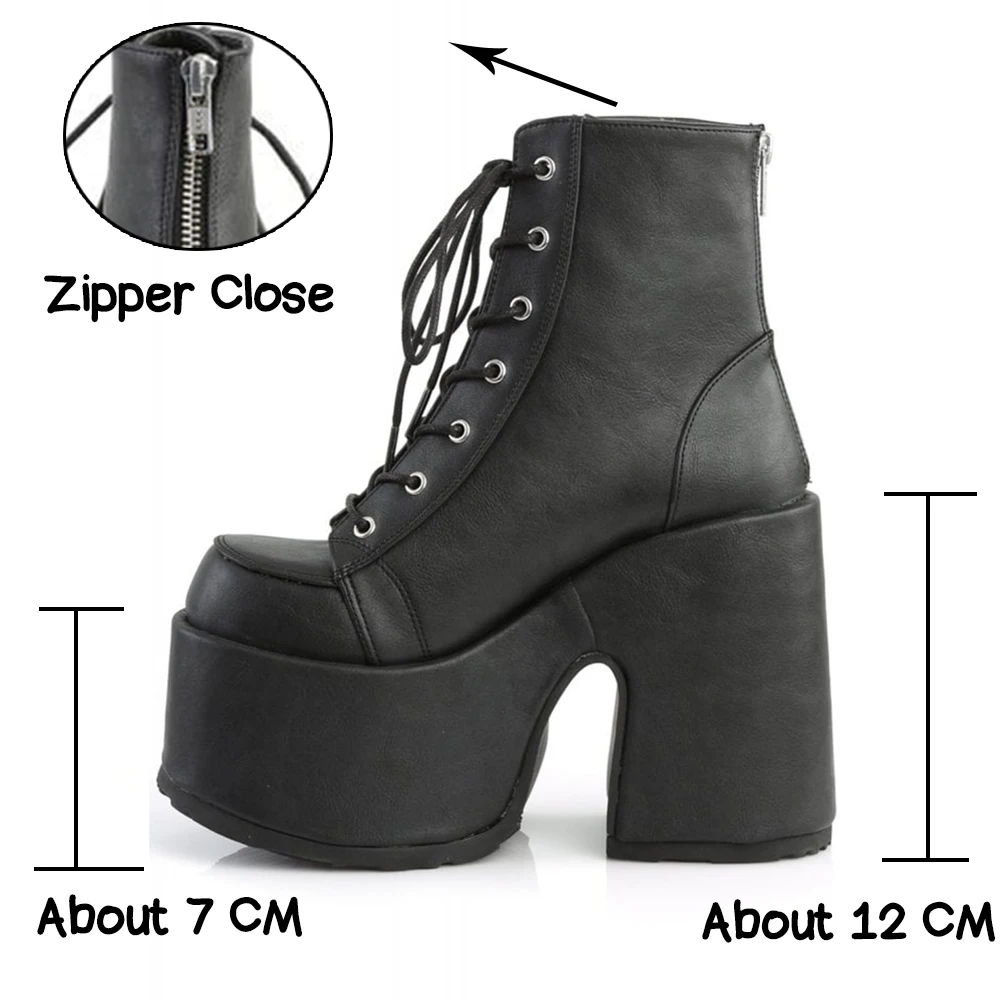 Brand Luxury Platform High Heels women's Boots Lace Up Goth Cool Punk Chunky Thick Bottom Leisure Fashion Boots For Women Shoes