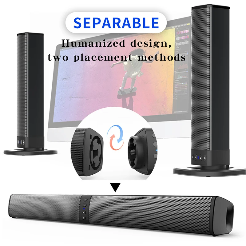 BS-36 Bluetooth TV Sound Bar Home Theater Soundbar Wireless Television Speaker Detachable 360° Stereo Surround Speakers enlarge