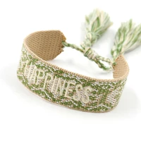 summer braided bangle adjustable rope for women woven bracelet letter happiness embroidery tassel friendship lover bracelet gift