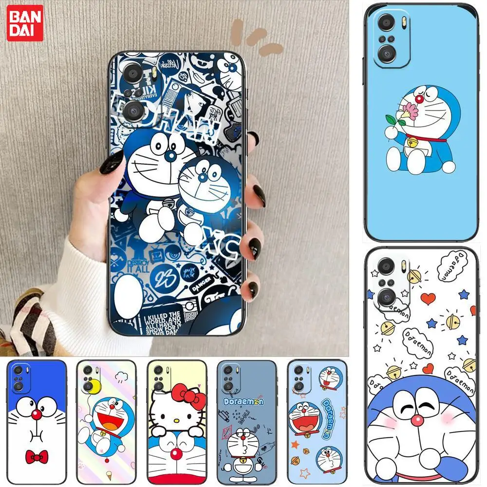

cute jingle cat doraemon For Xiaomi Redmi Note 10S 10 9T 9S 9 8T 8 7S 7 6 5A 5 Pro Max Soft Black Phone Case