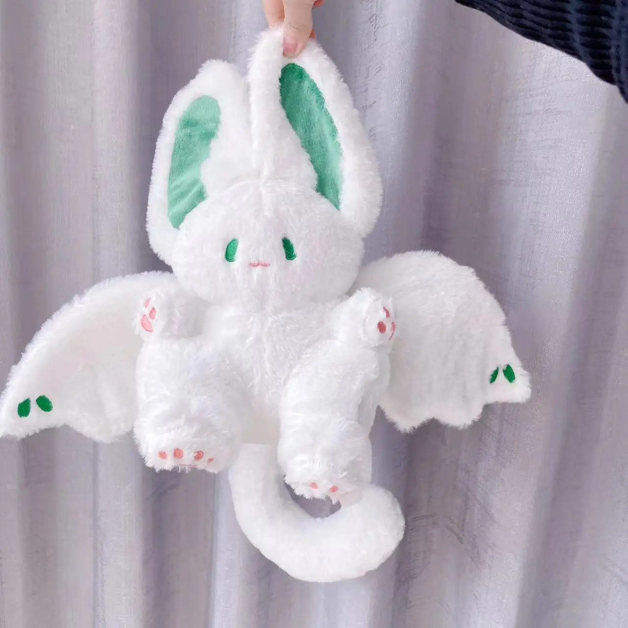 

New Kawaii Flying White Rabbit Plush Toy Anime Bat Wings Stuffed Doll Appease Baby Sleeping Toys Lovely Girls Gifts