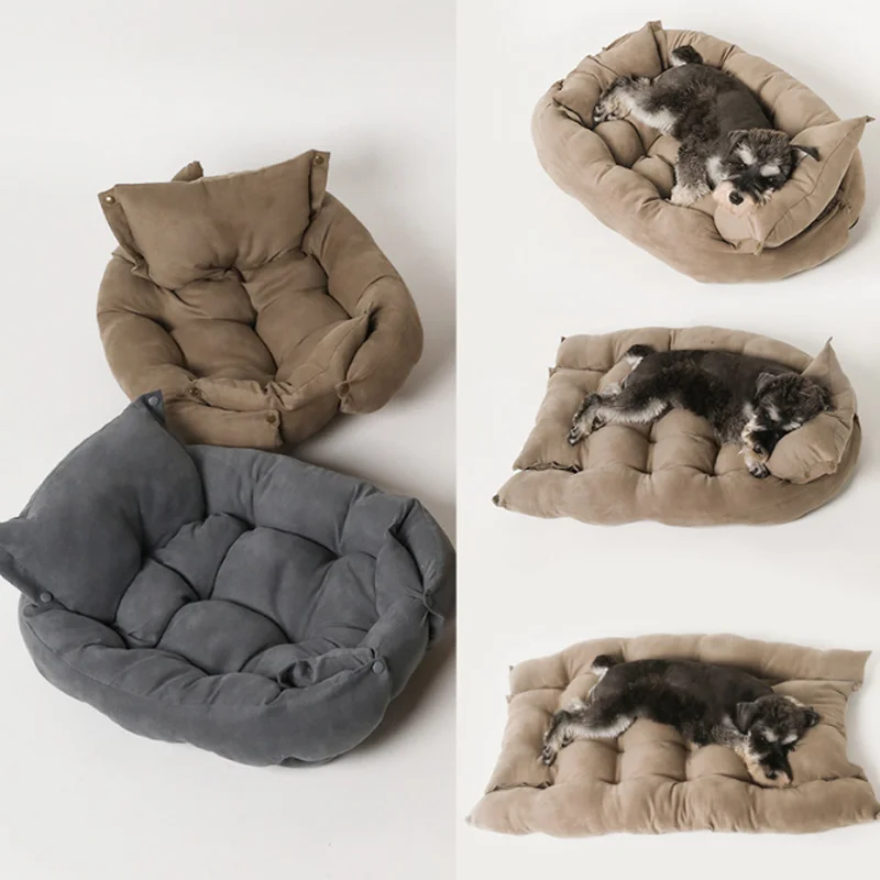 Foldable Super Soft Pet Bed With Pillow Kennel Dog Cat Winter Warm Sleeping Mat For Small Puppy Cushion Supplies |