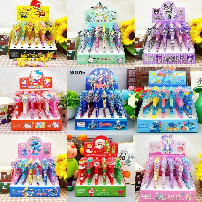 Гелевая ручка Disney Stitch 48 шт. черная 0 5 мм мультяшная Kawaii Paster новые милые стильные