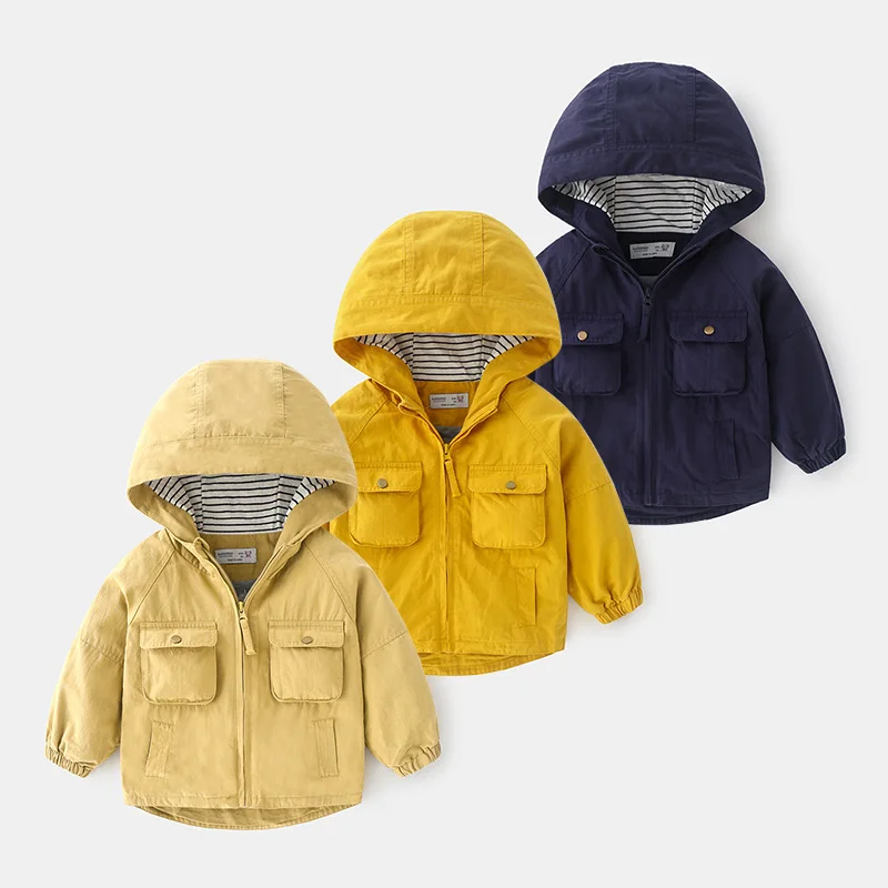 

Boys Jacket Solid Color Children Hooded Clothes Autumn Casual Children's Clothing Baby Boys and Children's Jackets Tide Clothes