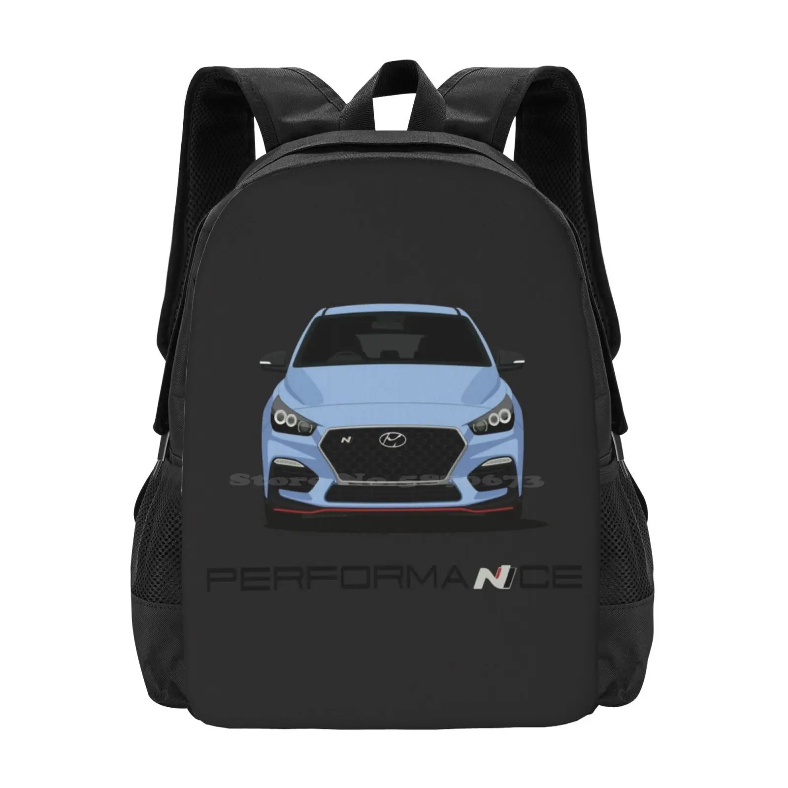 

I30N ( Blue ) Large Capacity School Backpack Laptop Bags Hyundai I30N N Performance Hot Hatchback Fastback Sportscar Racecar