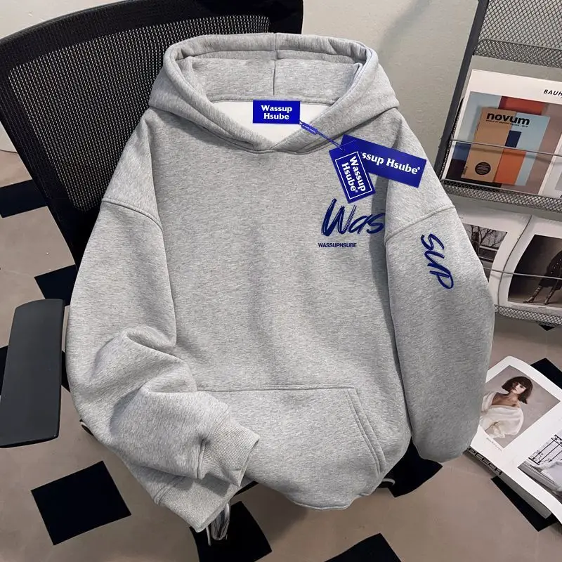 Фото Популярная толстовка с капюшоном с буквенным принтом, мужская одежда High Street Major, осень-зима, модная брендовая повседневная стильная одежда для пар №4