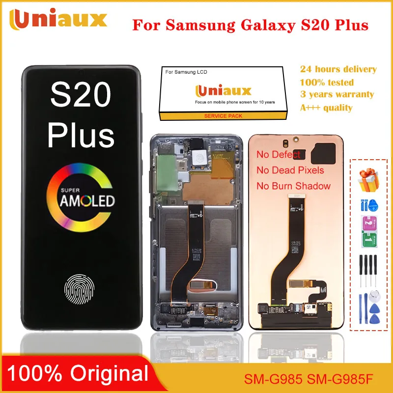 ЖК-дисплей 6,7 дюймов AMOLED для Samsung Galaxy S20 Plus G985 G985F, сенсорный экран с дигитайзером для Galaxy S20Plus S20 + ЖК-экран