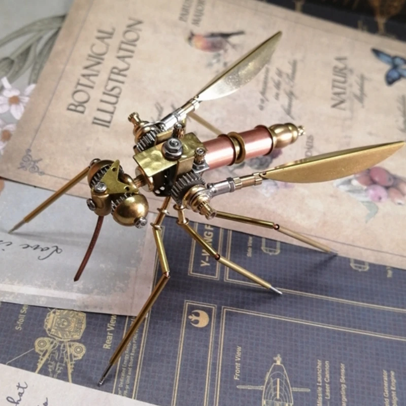 

DIY Metal Assembly Little Mosquito Model Kits Steampunk Mechanical Insect Ornaments Handmade 3D Puzzels Toy for Kids Adults Gift