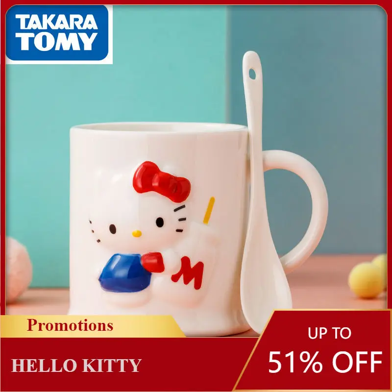 

Hello kitty ceramic cup female cute mug student dormitory animation cartoon water cup family practical water cup