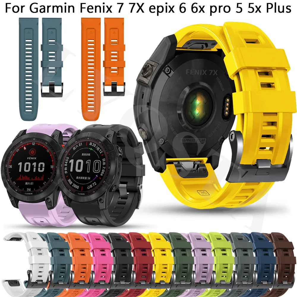 

Quick Release Official Strap For Garmin Fenix 7X 7 epix 22 26mm Silicone Band for Fenix 6X 6 Pro 5X 5 Plus 3 3HR 945 Watchbands