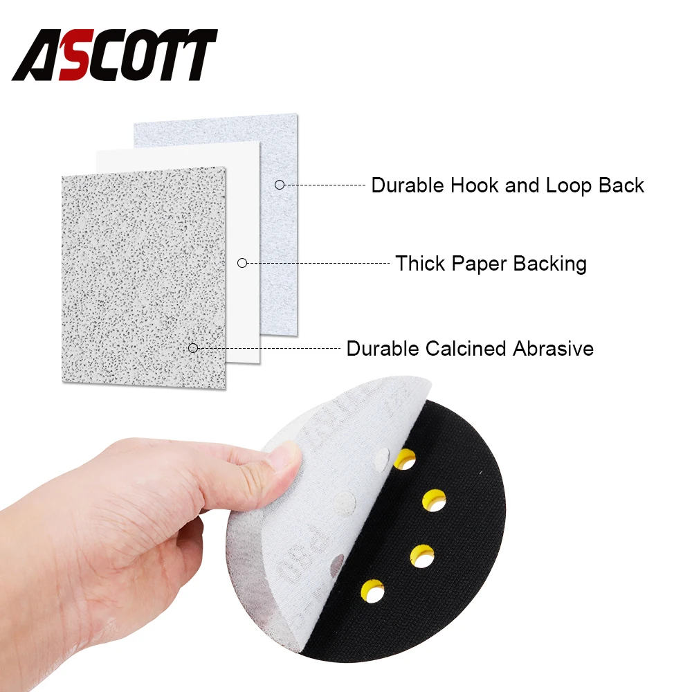 Водонепроницаемые шлифовальные диски 5 дюймов 125 мм 8 отверстий зернистость 60-1000