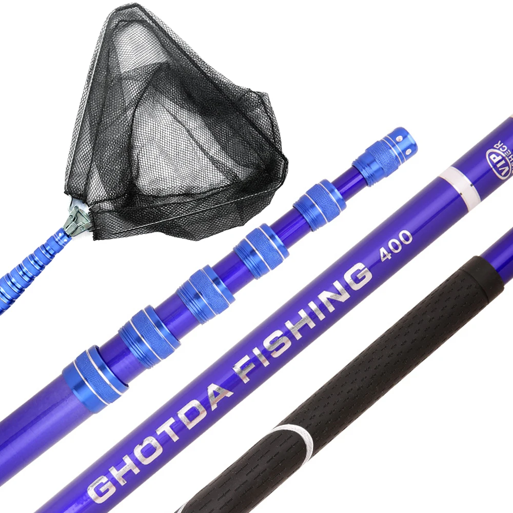 

Foldable Fishing Net Carbon Pole 2.1m 3.0m 4.0m Ultralight Retractable Telescoping Landing Hand Net Pole Fishing Net Gear