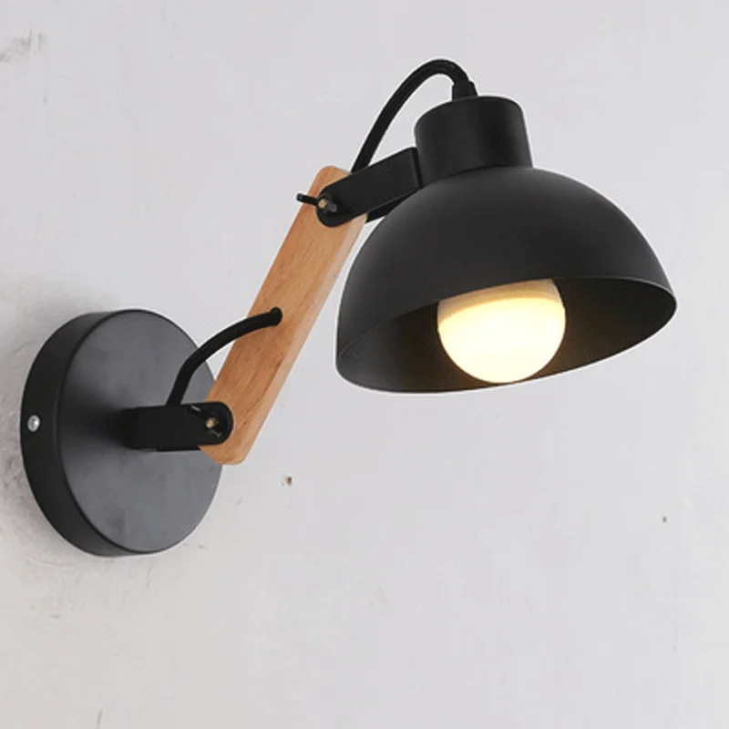 

Nordic simple 110V220V LED bedroom kitchen dining office wooden folding wall lamp indoor balcony aisle bedside wall mount light